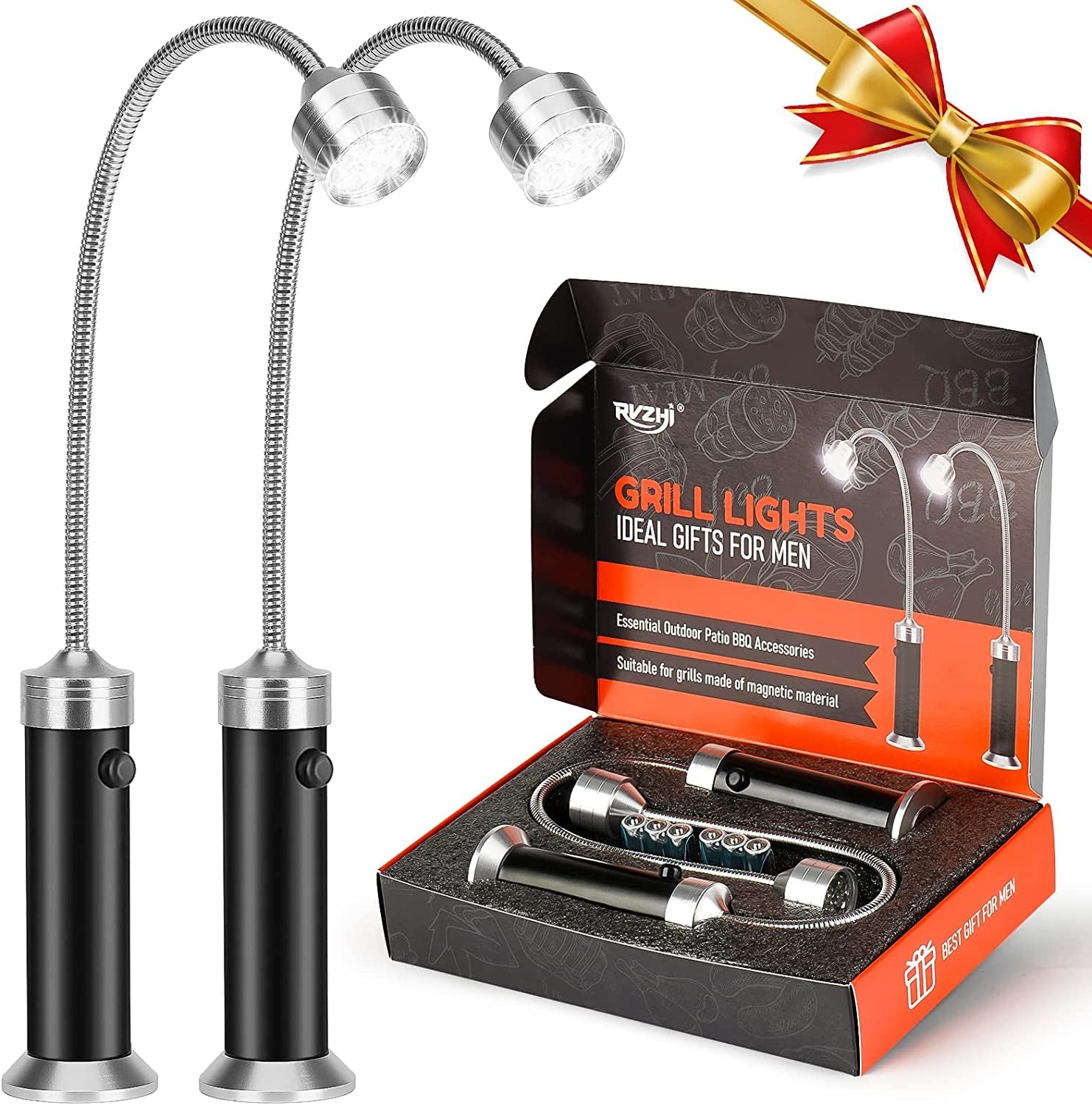 Grill Light BBQ Grilling Accessories: Unique Christmas Gifts for Men Dads Husbands Grandpas. Cool Gadgets Tools Grilliing Barbecue Supplies Stocking Stuffers. Bright Magnetic LED BBQ Lights. 2 Pack