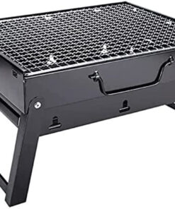 Charcoal Grill BBQ Folding Portable Stainless Steel Barbecue Grill. Barbecue Desk Tabletop Outdoor Stainless Steel Smoker BBQ for Outdoor Cooking Camping Picnics Beach(13.8 X 10.6 X 7.7)