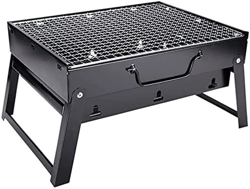 Charcoal Grill BBQ Folding Portable Stainless Steel Barbecue Grill. Barbecue Desk Tabletop Outdoor Stainless Steel Smoker BBQ for Outdoor Cooking Camping Picnics Beach(13.8 X 10.6 X 7.7)