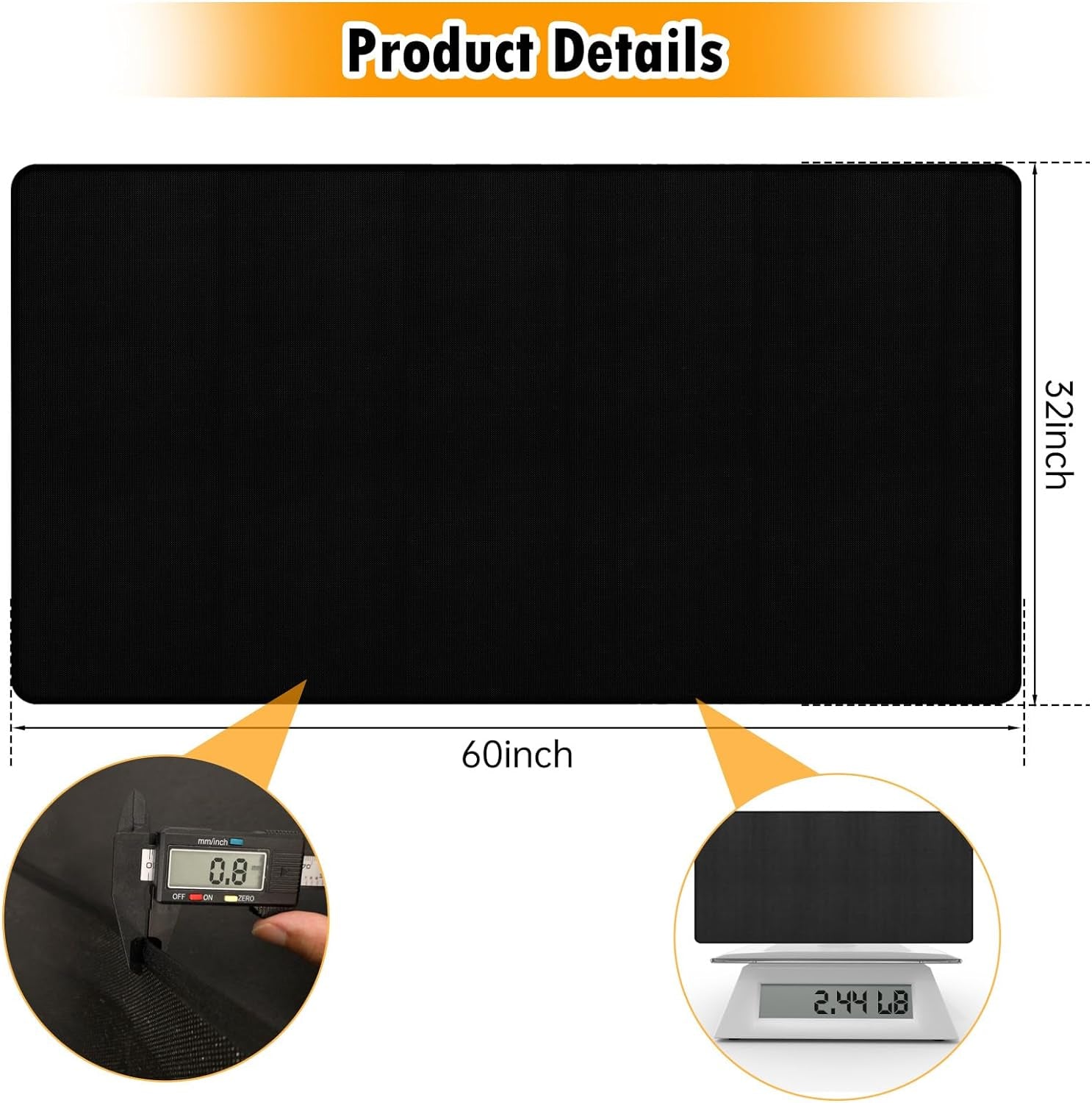 32X60 Indoor Fireplace Mat Fire Pit Mat.Under Grill Mat for Outdoor Grill Deck.Fire Resistant Floor Covering Protector.Oil-Proof Waterproof BBQ Fireproof Mat.Flame-Resistant Pad - Image 3