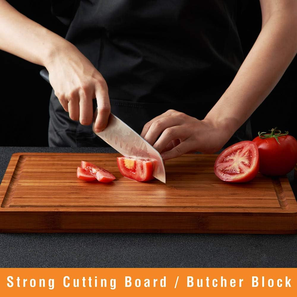 Bamboo Wood Cutting Board for Kitchen. 1 Thick Butcher Block. Cheese Charcuterie Board. with Side Handles and Juice Grooves. 16X11 - Image 3