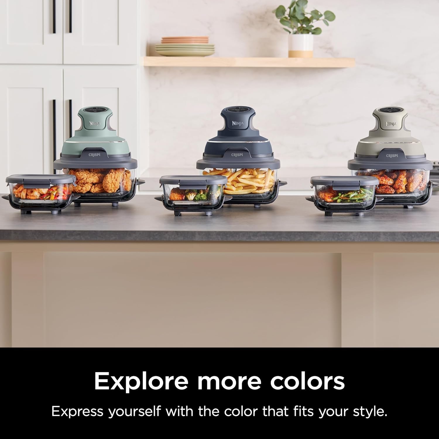 Ninja Crispi Air Fryer. Microwave. Freezer & Dishwasher Safe. Non Toxic Glass Portable Cooking System. 4 QT & 6 Cup Glass Containers with Storage Lids. Easy Meals. Air Fry. Bake. Stone. FN101ST - Image 15