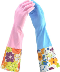 Household Gloves Latex Free Cleaning Gloves with Soft Lining Long Cuff 15 & Grip (2 Pair). Small