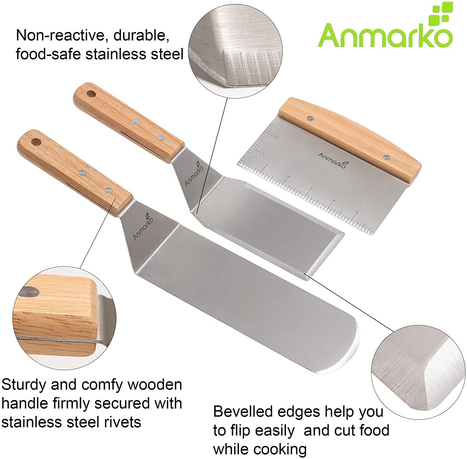 Professional Metal Spatula Set - Stainless Steel Spatula and Griddle Scraper - Heavy Spatula Griddle Accessories Great for Cast Iron Griddle BBQ Flat Top Grill - Commercial Grade - Image 2