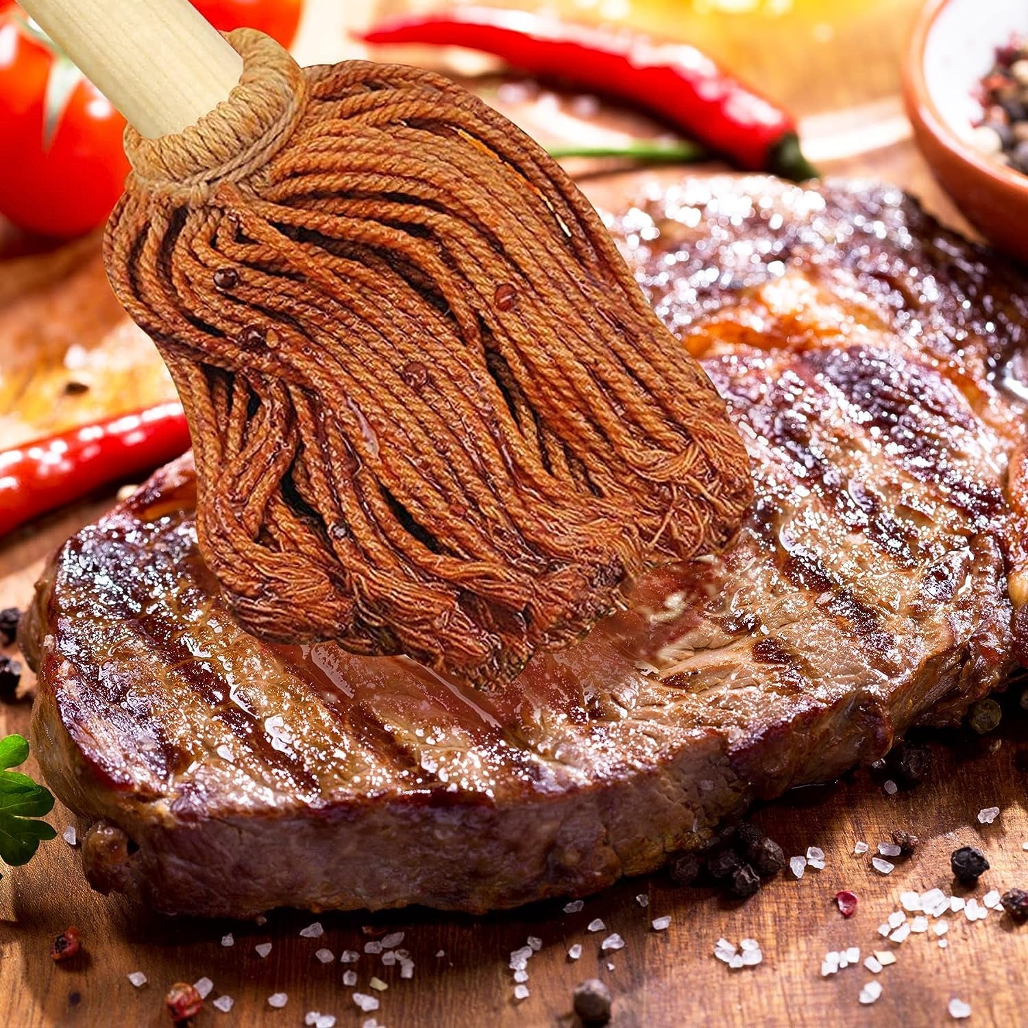 LZMS 10 Pcs Backyard Pro 12 BBQ Grill Basting Brush Mop Brush for Picnic Barbeque Grilling Smoking Steak - Perfect for Cooking or Cleaning - Image 6