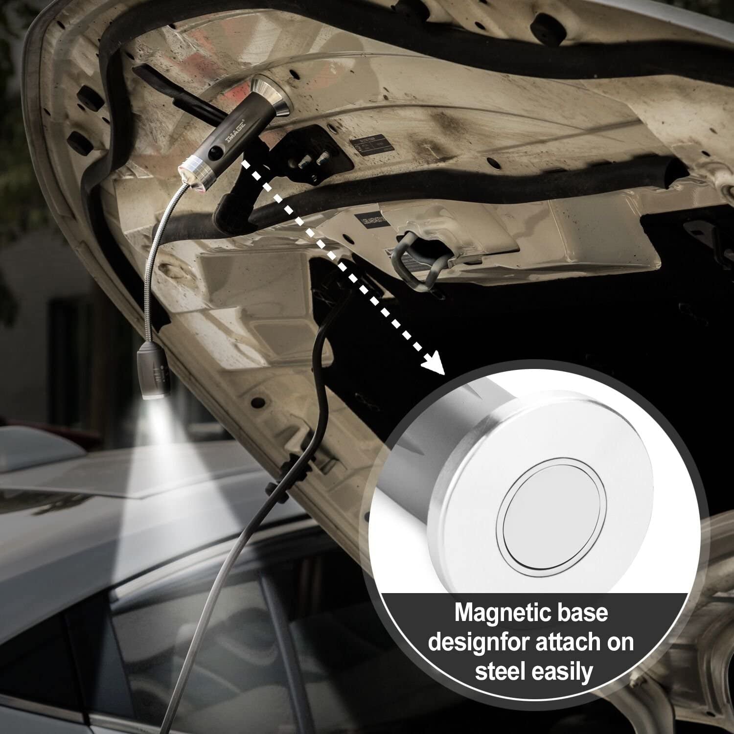 Magnetic Ultra-Bright Barbecue Grill Light with Super Bright LED Lights. Magnetic Base Flexible Gooseneck BBQ Light for Grilling.Adjustable Any Gas.Charcoal.Electric Grill White- 1 Pair - Image 5