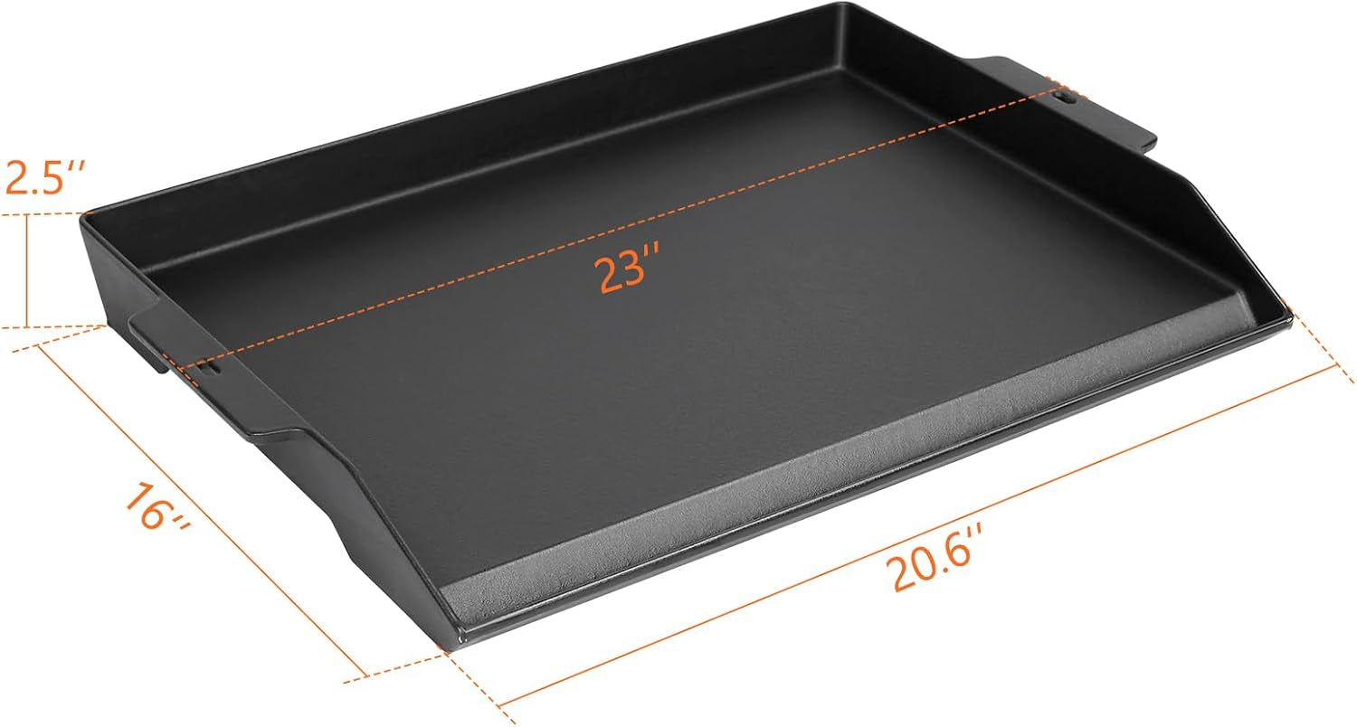 Universal Cast Iron Cooking Griddle 23 X 16. Nonstick Cast Iron Griddle Flat Top. Grill Plate with Extra High Sidewalls and Deep Grease Groove for Gas Grills and 4-5 Burner Range Oven - Image 2