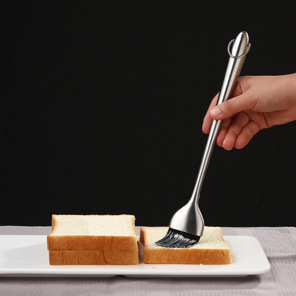 Heavy-Duty BBQ Basting Brush by HQY - Silicone Bristles with 12 Inch Stainless Steel Handle - Make Grilling Easy - 5 Year Guarantee - Image 6