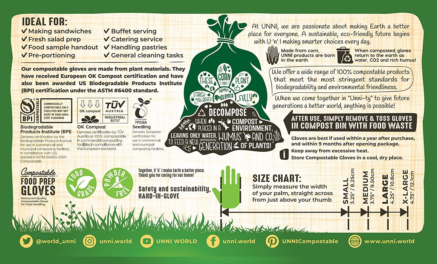 100% Compostable Food Prep Gloves. Restaurant-Quality.For Food Handling. Powder-Free. 100 Count. Medium. Earth Friendly Highest ASTM D6400. US BPI and Europe OK Compost Certified. San Francisco - Image 3