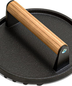 AIKKIL Burger Press. 7.08 round Heavy-Duty Cast Iron Smash Burger Press Meat Steak with Wood Handle for Blackstone. Blackstone Griddle Accessories for Sandwiches. Paninis(Round)