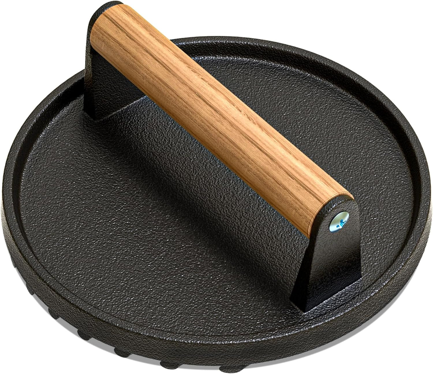 AIKKIL Burger Press. 7.08 round Heavy-Duty Cast Iron Smash Burger Press Meat Steak with Wood Handle for Blackstone. Blackstone Griddle Accessories for Sandwiches. Paninis(Round)