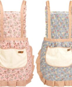 2Pcs Women Aprons with Pockets. Girls Floral Apron with Big Pocket Baking Soft Chef Aprons for Kitchen Cooking Baking