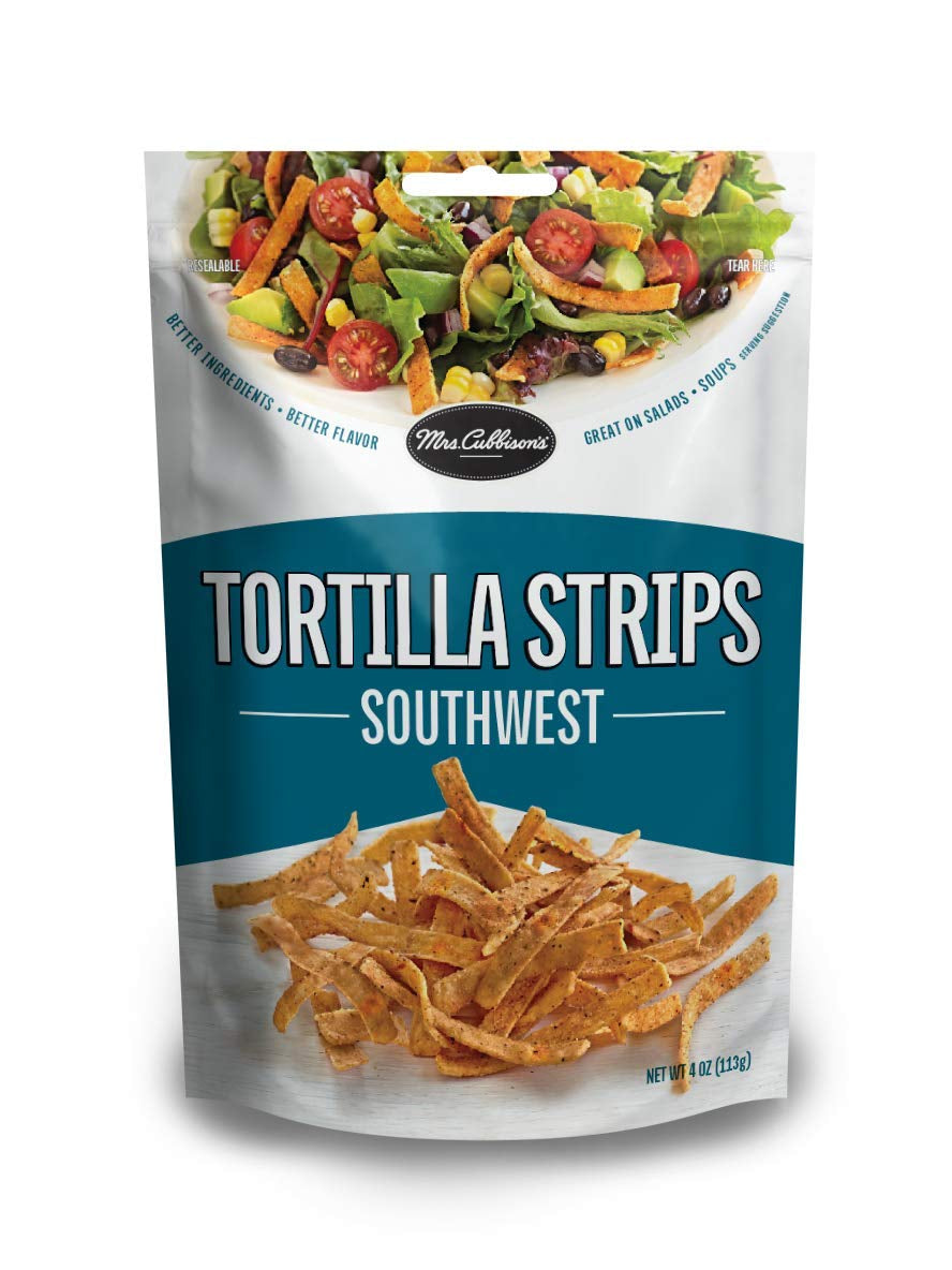 Tortilla Strips - Santa Fe Style. Great for Snacking. Soup and Salad Topper - Southwest Flavor. 4 Ounce (Pack of 9)