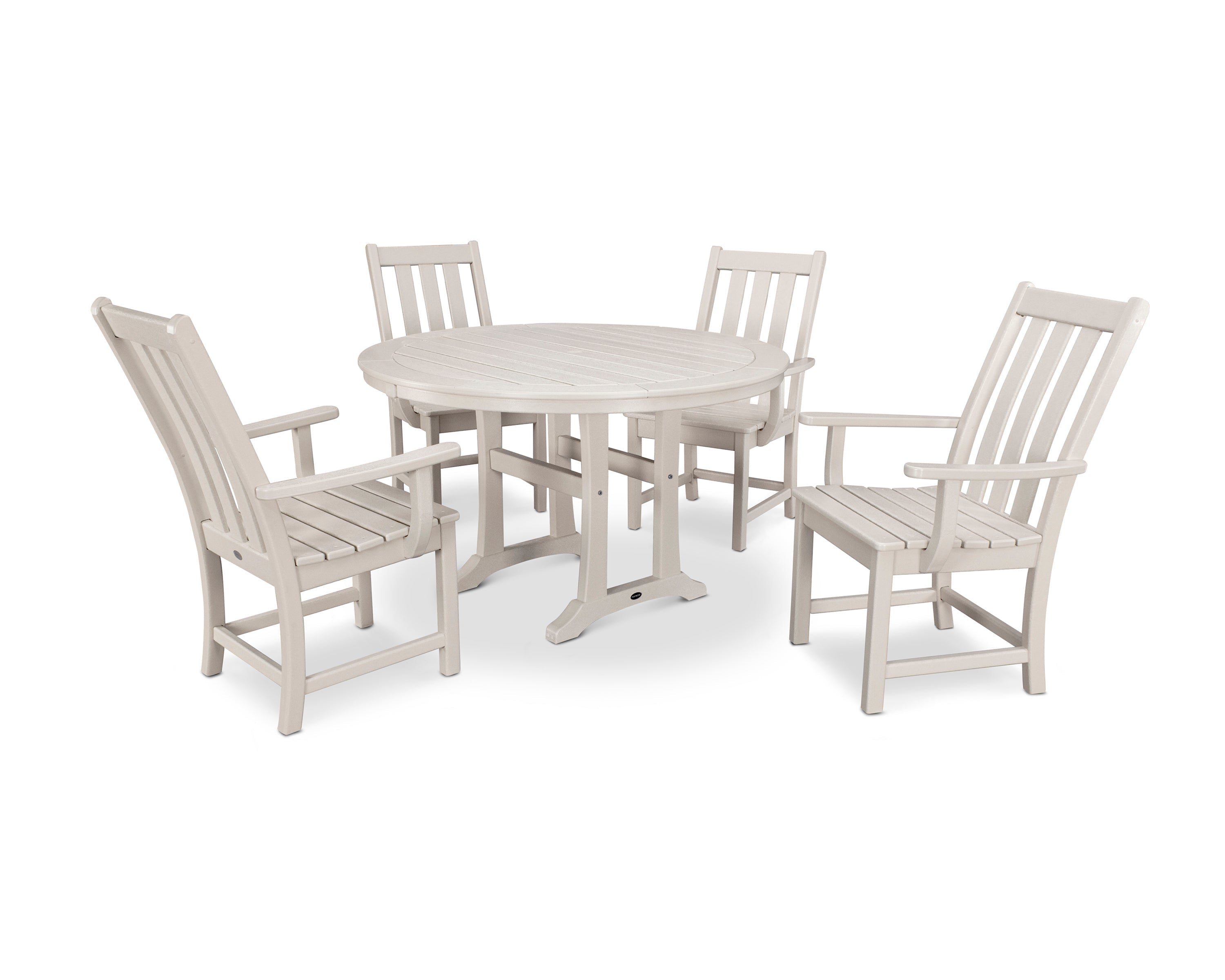 Polywood: Vineyard 5-Piece Round Dining Set with Trestle Legs - Image 8