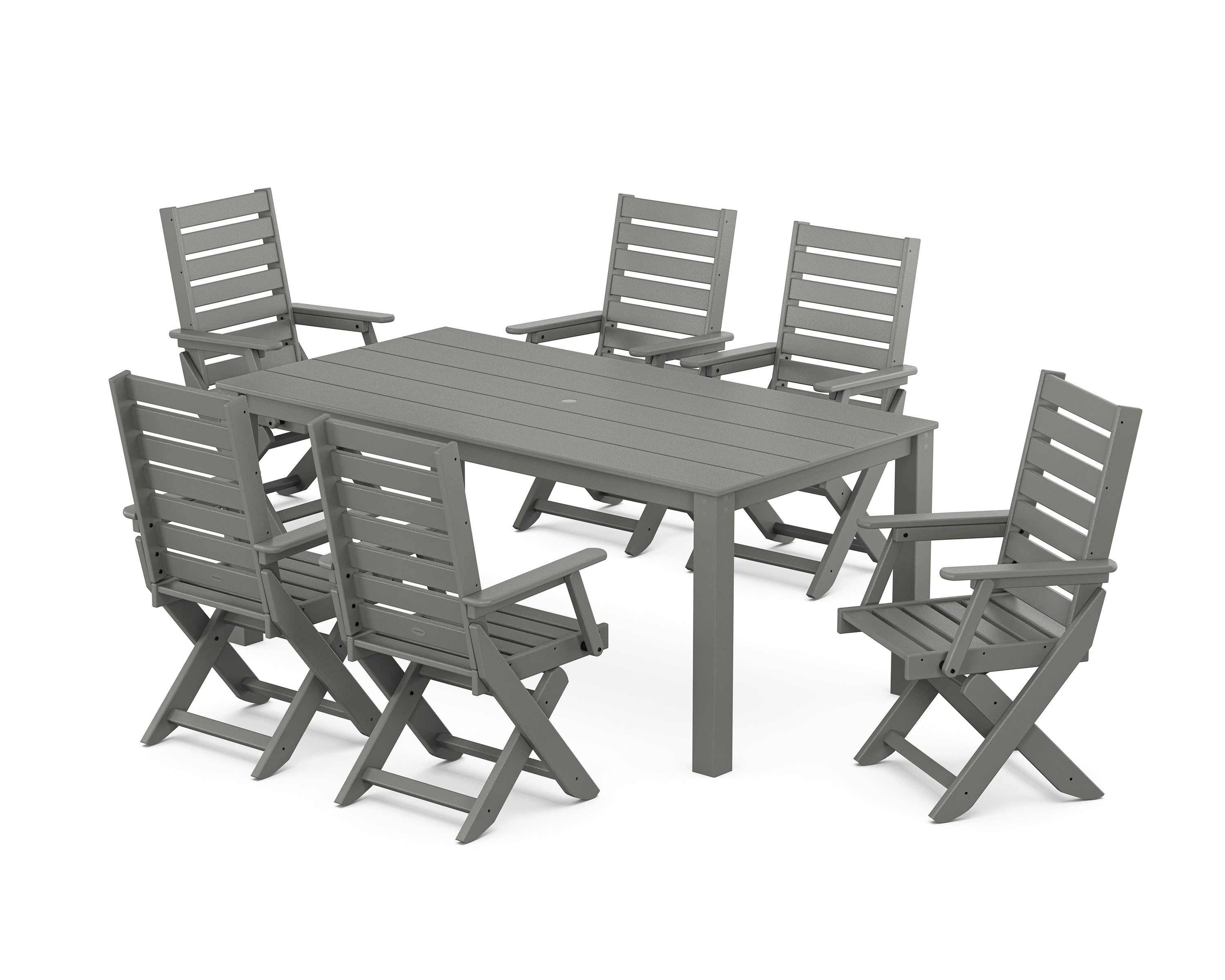 Polywood: Captain Folding Chair 7-Piece Parsons Dining Set in White - Image 12