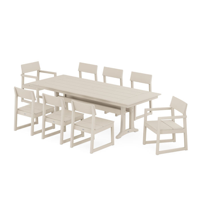 Polywood: EDGE 9-Piece Farmhouse Dining Set with Trestle Legs - Image 5