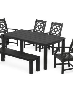 Polywood: Chinoiserie 6-Piece Parsons Dining Set with Bench