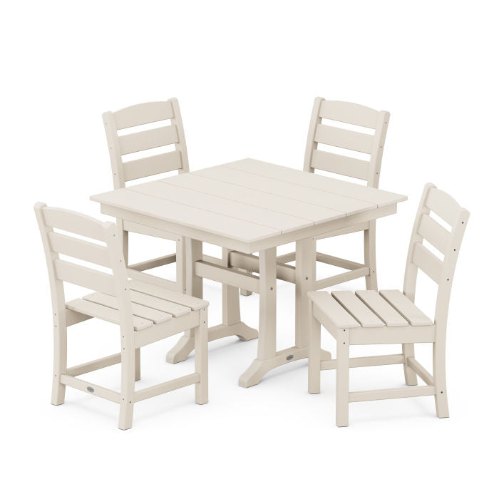 Polywood: Lakeside 5-Piece Farmhouse Trestle Side Chair Dining Set - Image 6
