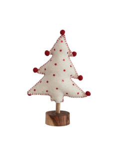 Handmade Wool Felt Tree with Red Sequins & Pom Poms