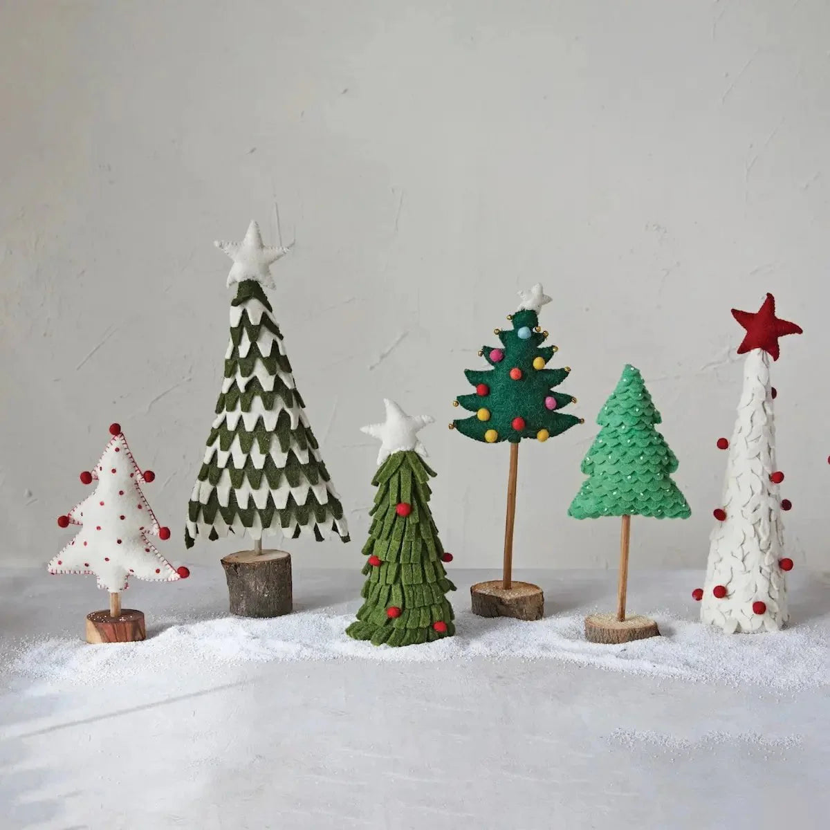 Handmade Wool Felt Tree with Red Sequins & Pom Poms - Image 3
