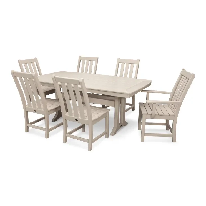 Polywood: Vineyard 7-Piece Dining Set with Trestle Legs - Image 7