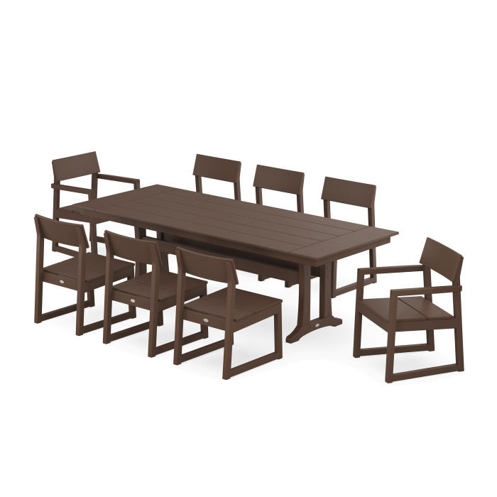 Polywood: EDGE 9-Piece Farmhouse Dining Set with Trestle Legs - Image 6