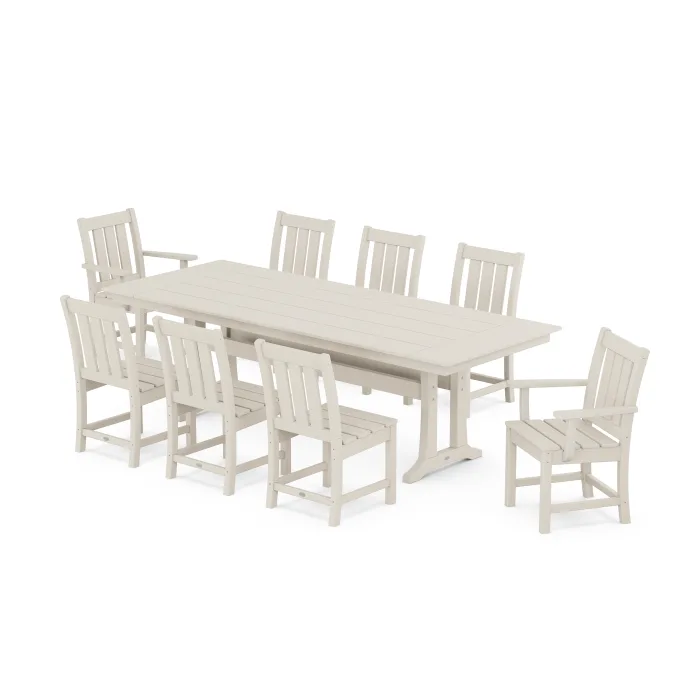 Polywood: Oxford 9-Piece Farmhouse Dining Set with Trestle Legs - Image 13