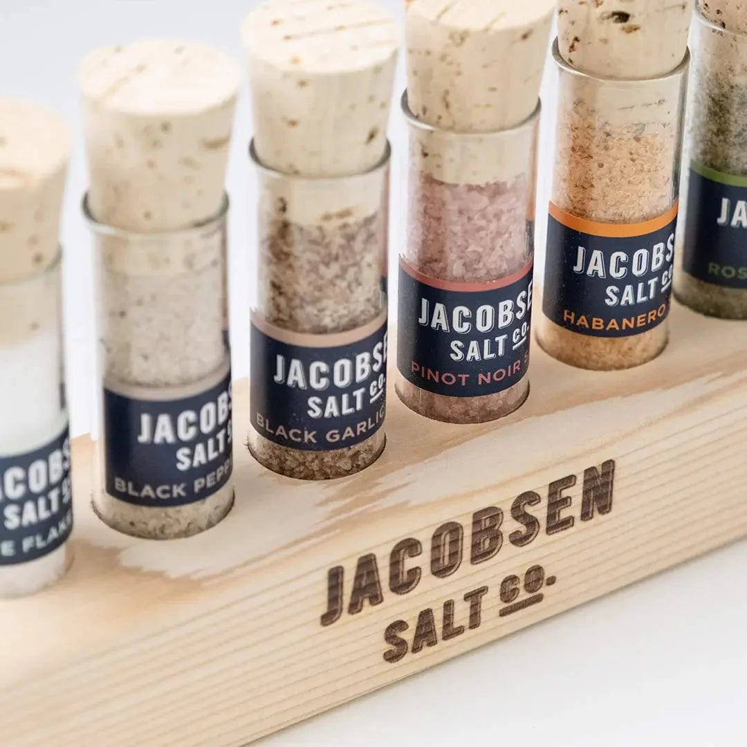 Jacobsen Six Vial Infused Salt Set with Branded Wood Stand - Image 5