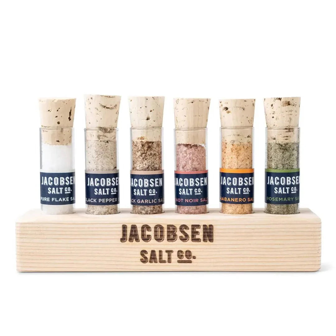 Jacobsen Six Vial Infused Salt Set with Branded Wood Stand - Image 4