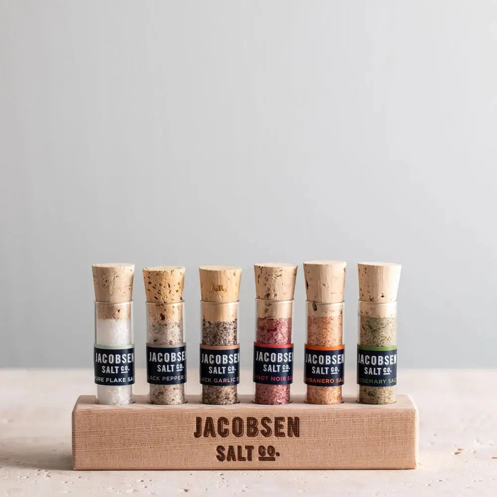 Jacobsen Six Vial Infused Salt Set with Branded Wood Stand - Image 7