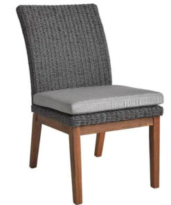 Jensen Outdoor Coral Dining Side Chair in Gray Weave and Level Pumice Cushion