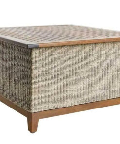 Jensen Outdoor Coral Square Chat Table in Natural Weave