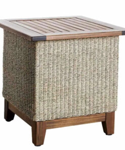 Jensen Outdoor Coral Square Side Table in Natural Weave