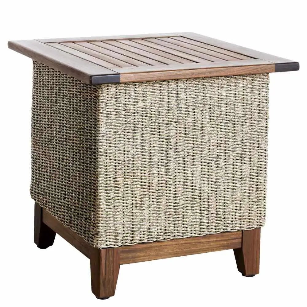 Jensen Outdoor Coral Square Side Table in Natural Weave