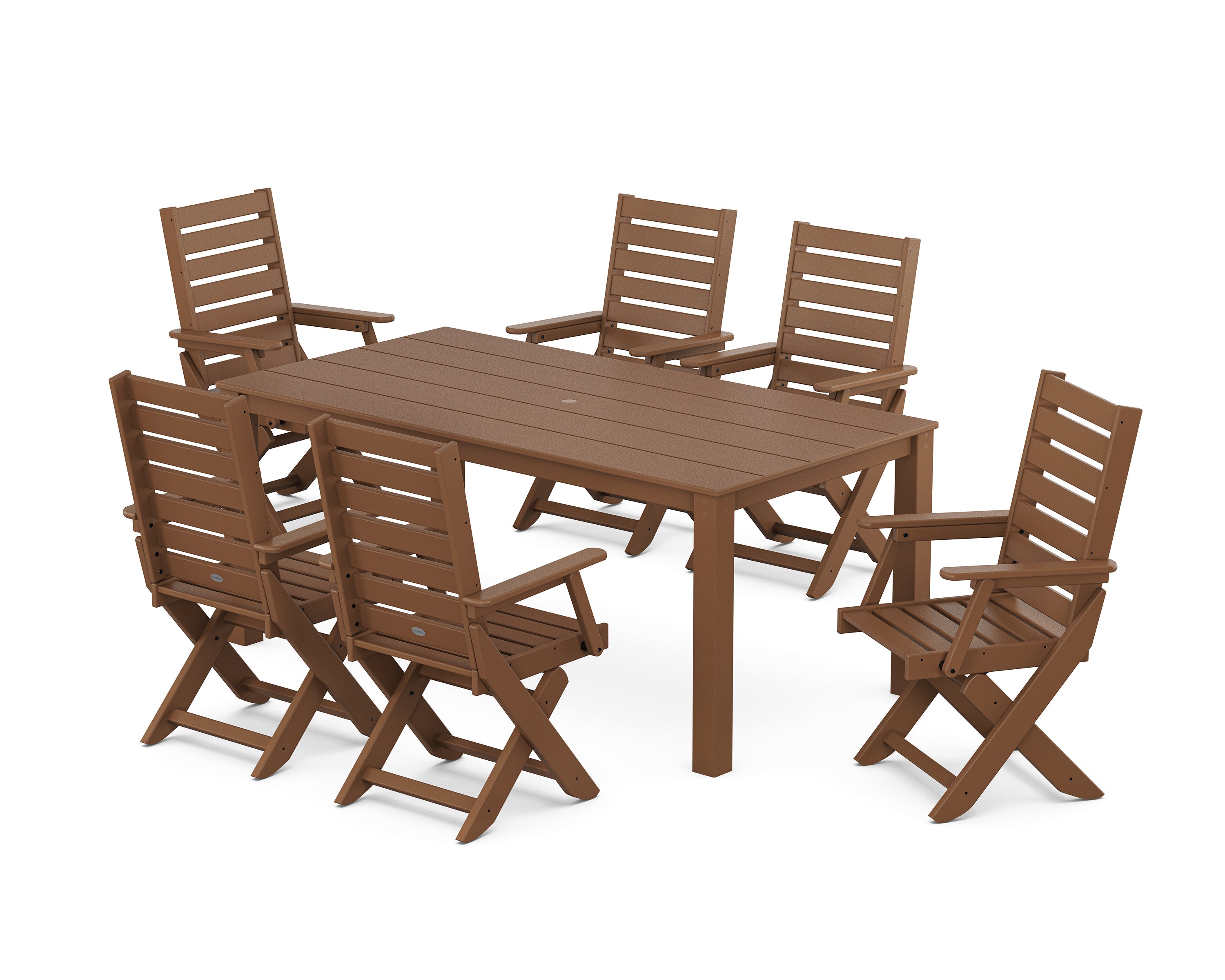 Polywood: Captain Folding Chair 7-Piece Parsons Dining Set in White - Image 13