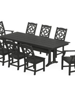 Polywood: Chinoiserie 9-Piece Farmhouse Dining Set with Trestle Legs