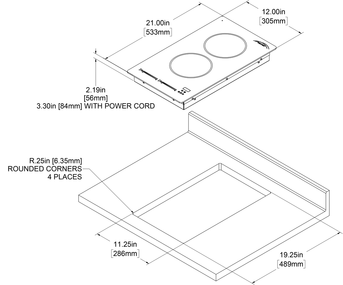 Kenyon Bridge Induction 2 Burner Cooktop. 120V. Portrait. w/ Mat - Image 4