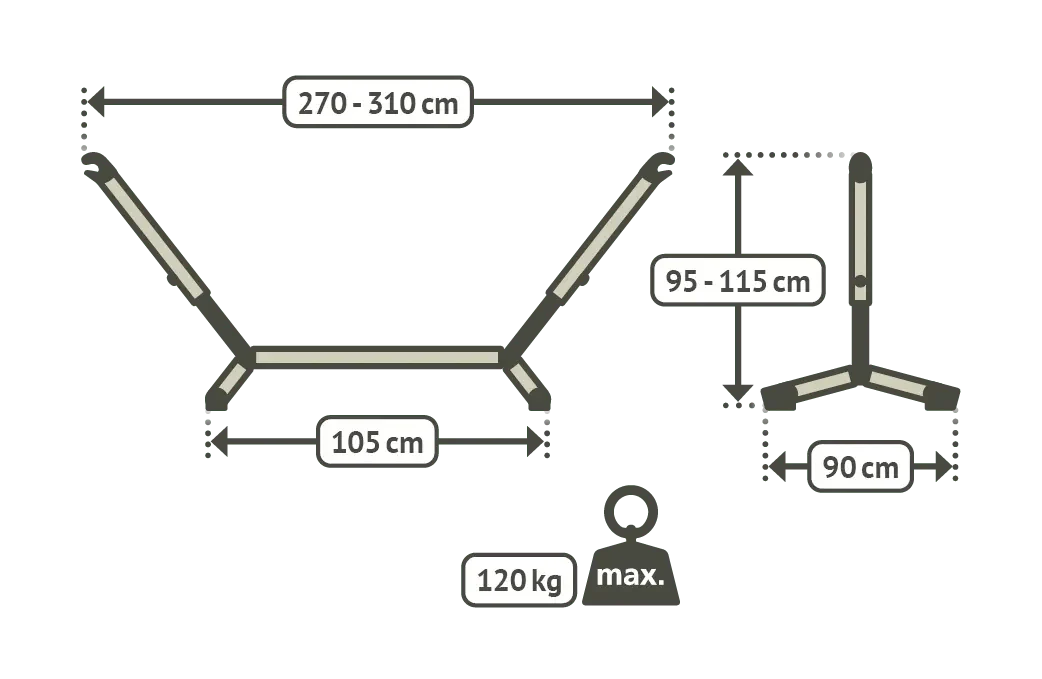 La Siesta Nautico Powder Coated Steel Stand for Single Hammocks in Cool Gray Finish - Image 5