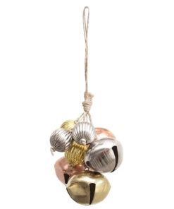 Metal Bead & Jingle Bell Cluster Ornament. Multicolor