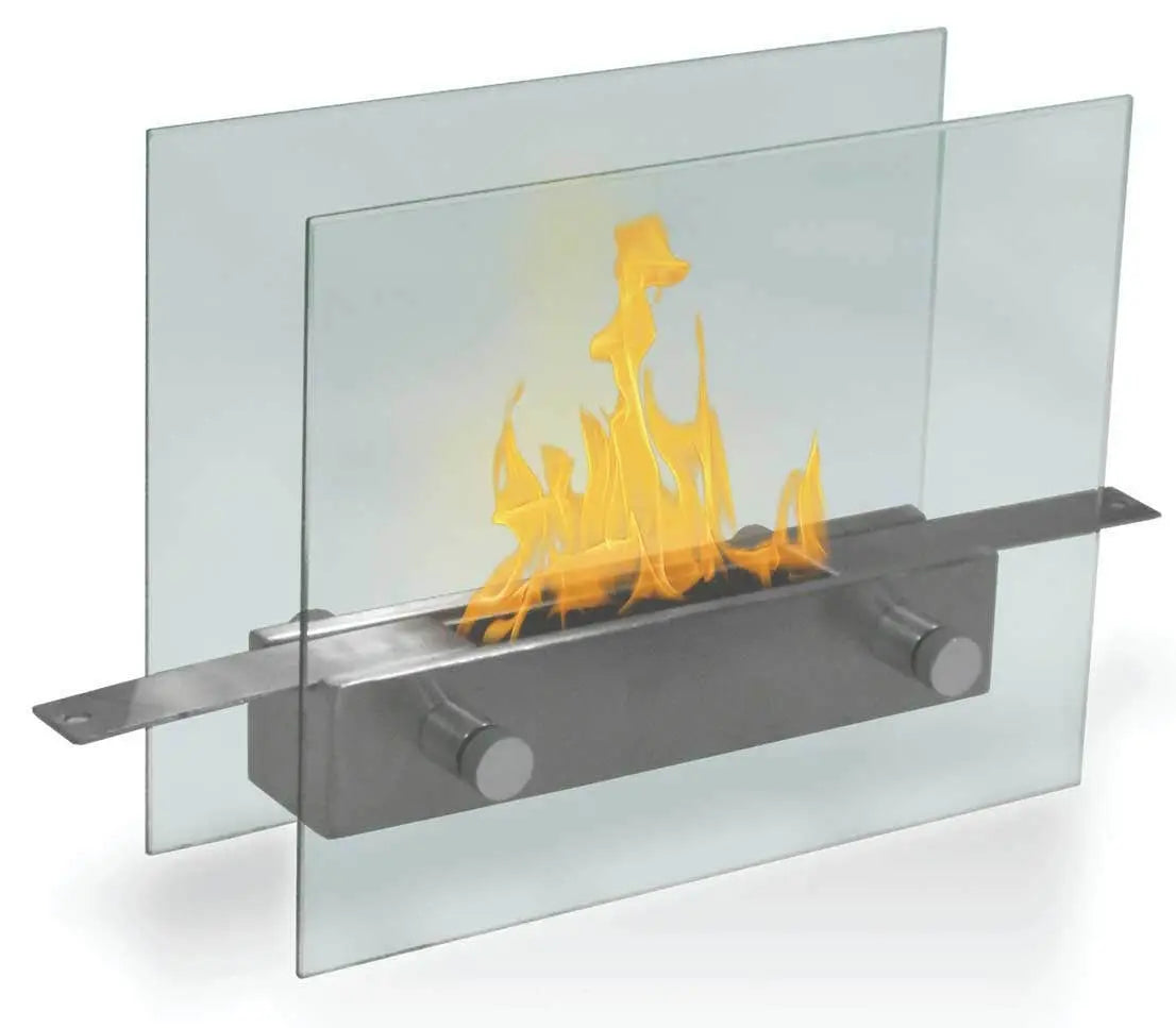 Metropolitan Tabletop Bio-ethanol Silver Fireplace by Anywhere Fireplaces