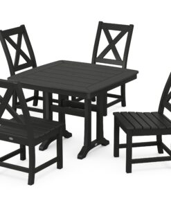 Polywood: Braxton Side Chair Square 5-Piece Dining Set with Trestle Legs- Available in Select