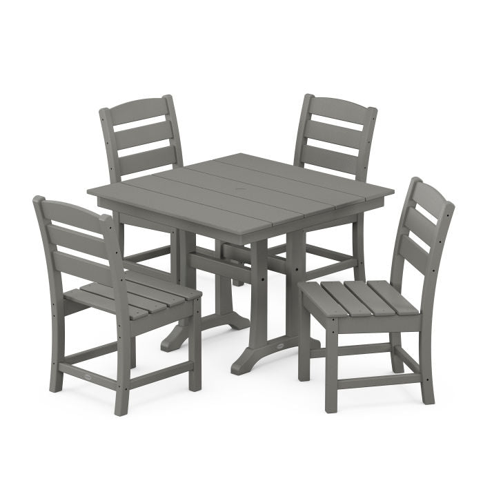 Polywood: Lakeside 5-Piece Farmhouse Trestle Side Chair Dining Set - Image 10