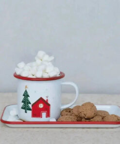 Nice Until Proven Naughty Enamel Tray with Mug