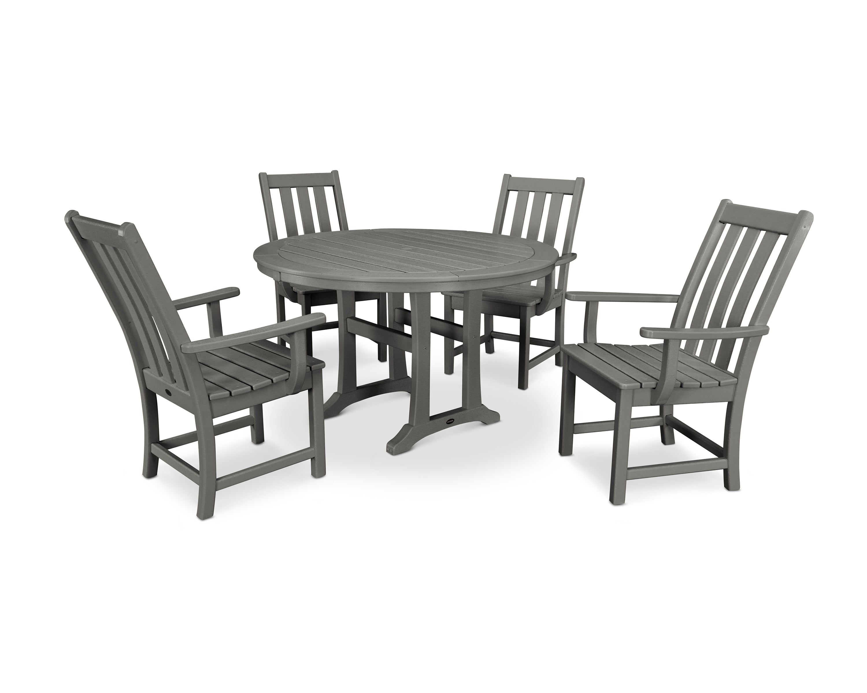 Polywood: Vineyard 5-Piece Round Dining Set with Trestle Legs - Image 18