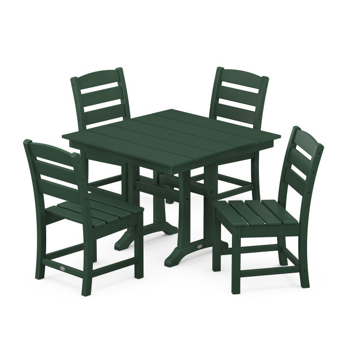Polywood: Lakeside 5-Piece Farmhouse Trestle Side Chair Dining Set - Image 14