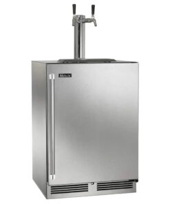 Perlick HP24 24 Undercounter Outdoor Beer Dispenser - Two Tap Stainless Steel Solid Door - Left Hinged