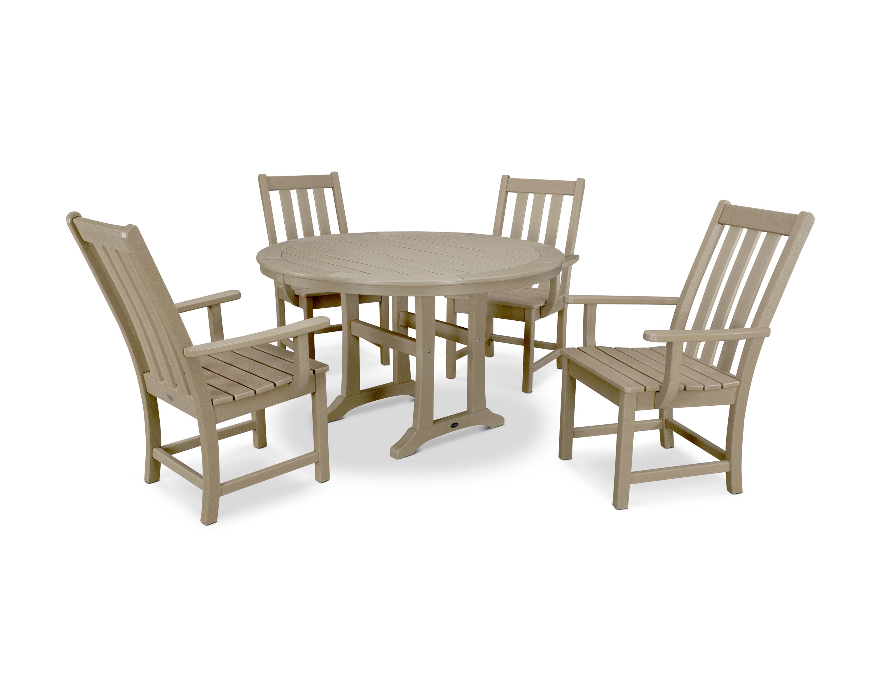 Polywood: Vineyard 5-Piece Round Dining Set with Trestle Legs - Image 25