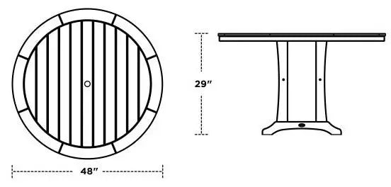 POLYWOOD 48 Round Nautical Trestle Outdoor Dining Table in Vintage Sahara - Image 2