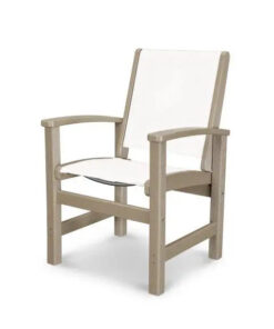 POLYWOOD Coastal Dining Sling Chair Vintage Sahara with White Sling