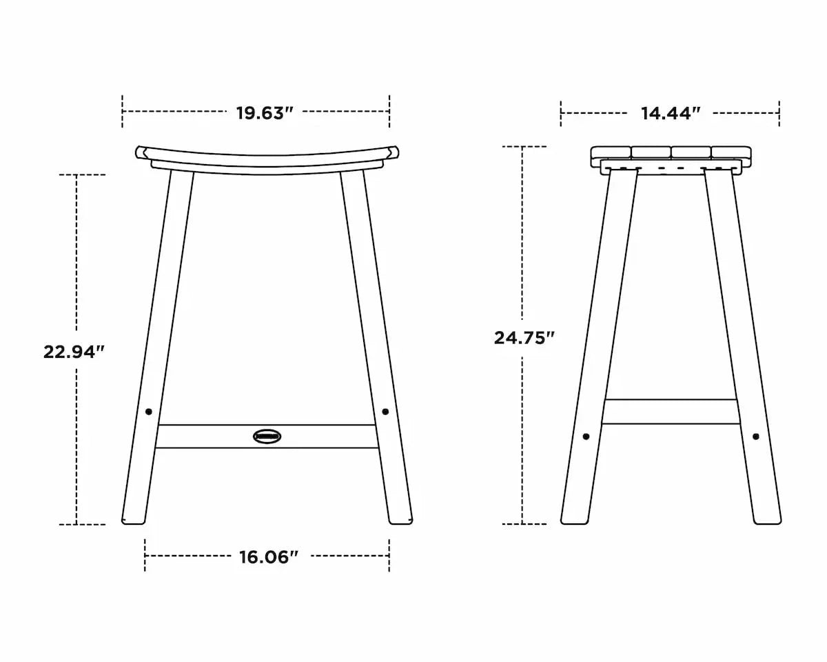 POLYWOOD Contempo Saddle Counter Stool with Black Legs and Tangerine Seat - Image 2